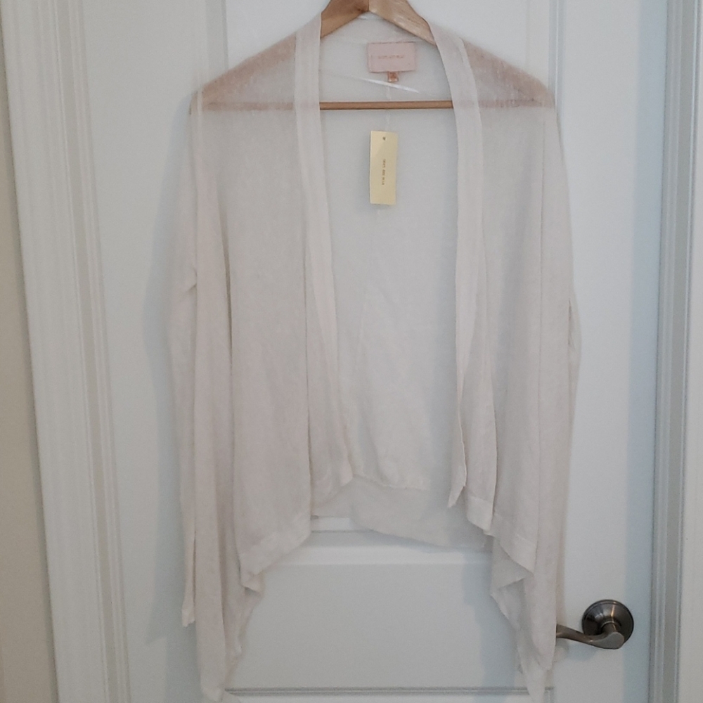 Skies Are Blue Lightweight White Open Cardigan